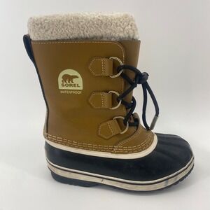 Sorel Yoot Pac Nylon Boots Kids Size 1 Brown Waterproof Winter Snow NY1880-259